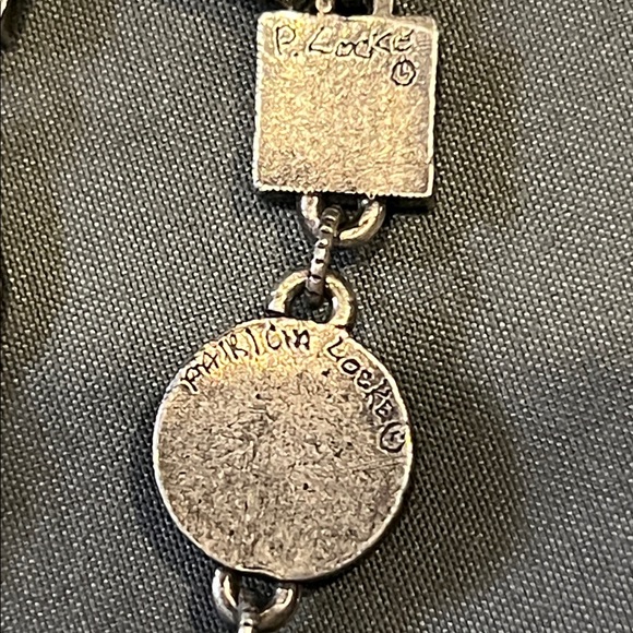 Patricia Locke Signed Silver Tone Bracelet Mixed MultiColor Cabochon Stone BOHO - Picture 5 of 6